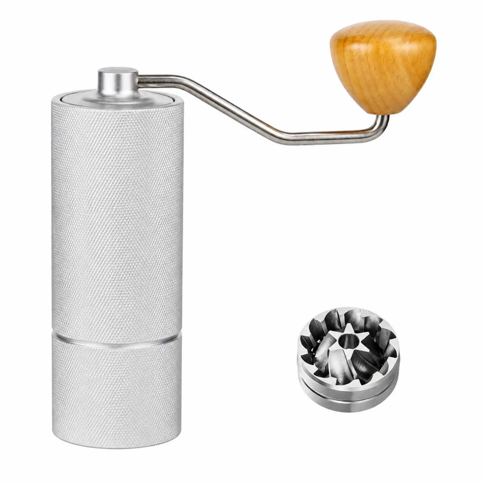 Portable Manual Coffee | Cylindrical Two-Section Body, Coffee with Wooden Knob, for Travel