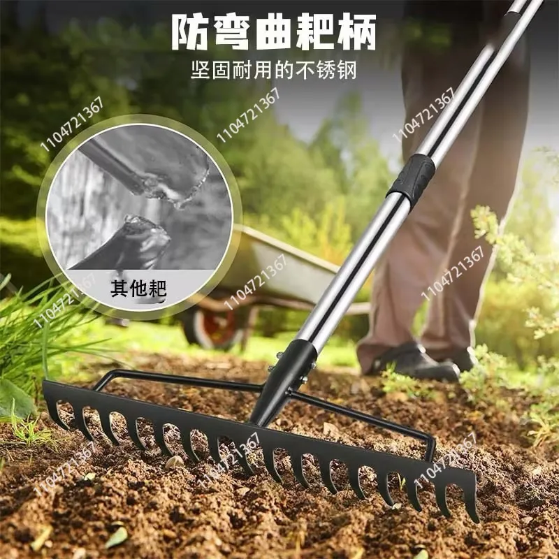 Soil turning rake, multifunctional lawn combing rake, removable agricultural rake
