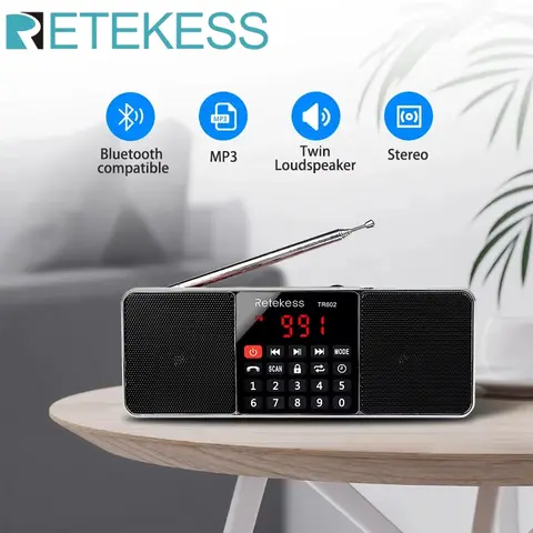 Numérique Portable Radio AM FM Bluetooth Haut-Parleur Stéréo Lecteur MP3 TF Carte SD Lecteur USB Mains Libres Appel LED