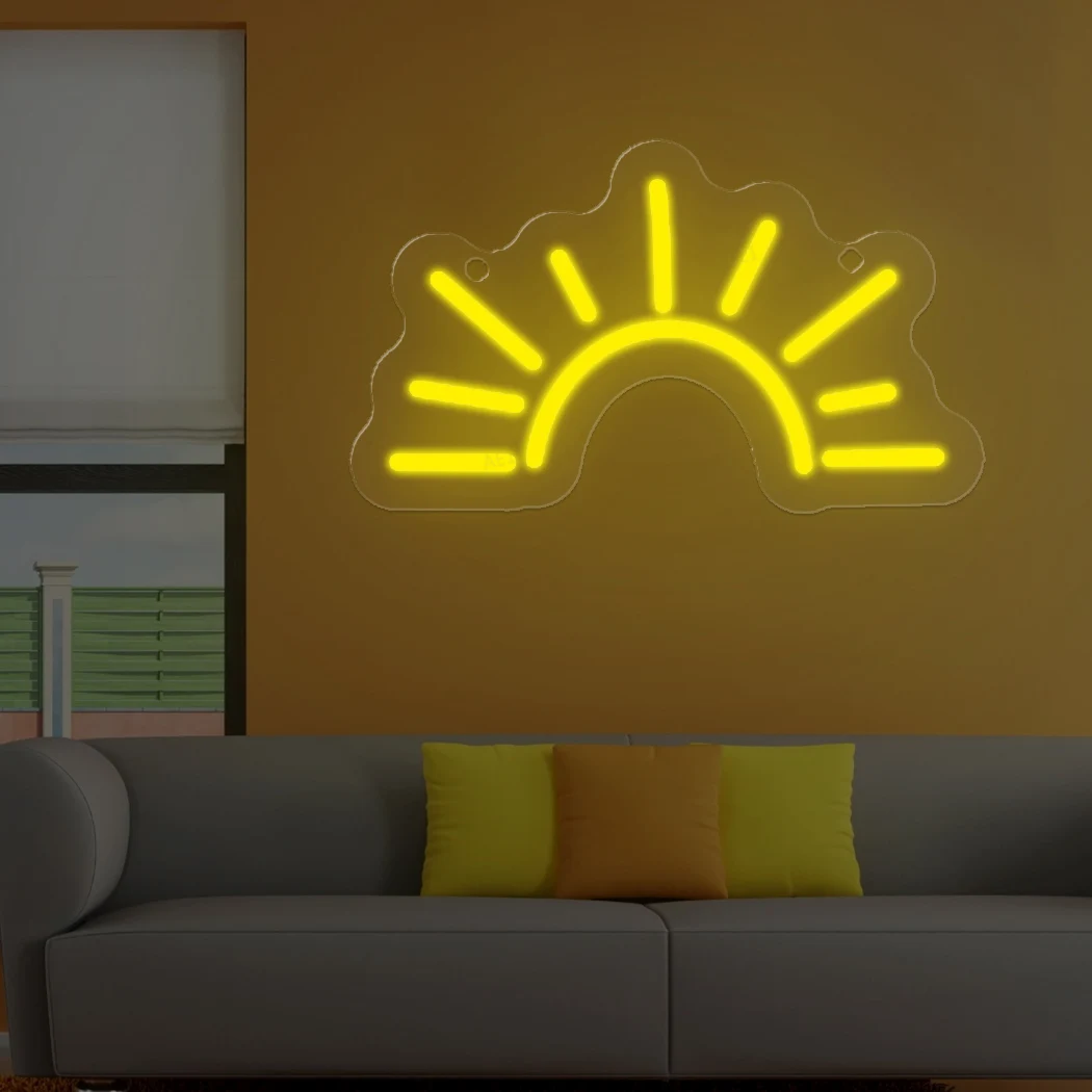 Sunrise Shape LED Neon Sign USB ขับเคลื่อนหน้าต่างไฟตกแต่งเหมาะสําหรับห้องนอน Home Party แขวนตกแต่งของขวัญโคมไฟ