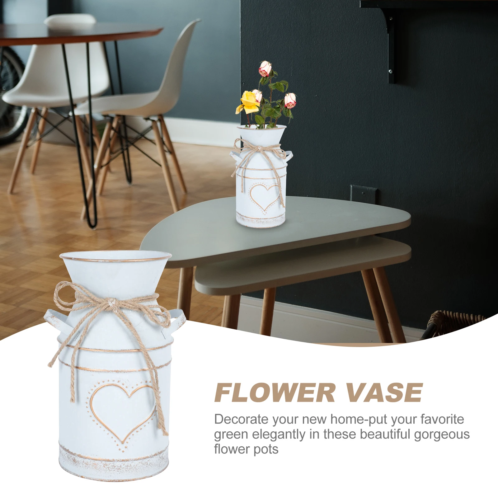 

Milk Jug Flower Arrangement Decoration Dining Room Table Galvanized Sheet Ornament