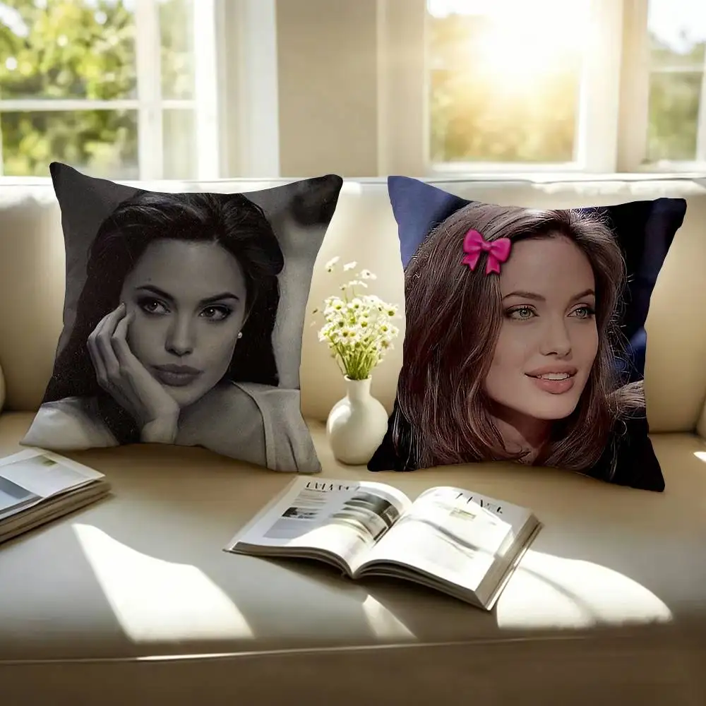 Popular Actress A-Angelina Jolie Pillow Case Square Double-Sided Sofa Cushion Cover Bedroom Bedside Pillow