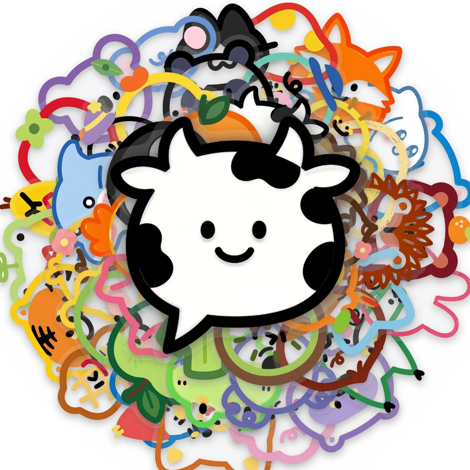 50PCS Lindas y Creativas Pegatinas Transparentes de PET con Burbujas de Voz de Animales Chibi, Adorables Pegatinas con Forma de Frutas y Comida