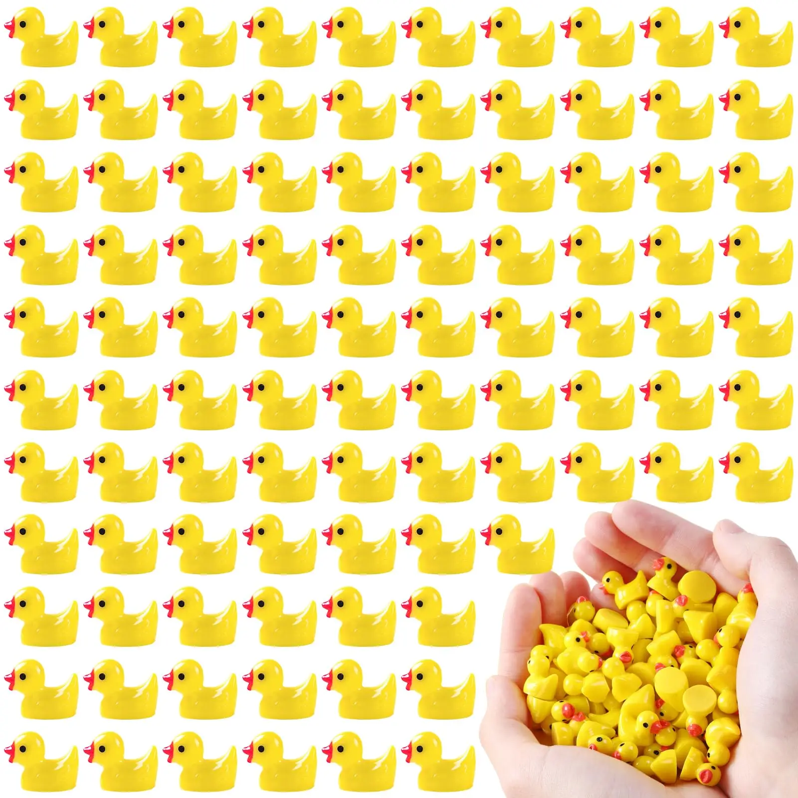 100/200pcs Tiny Duck Yellow Mini Duck Mini Resin Duck Bulk Little Duck Figure Plastic for Dollhouse Decor Micro Garden Landscape