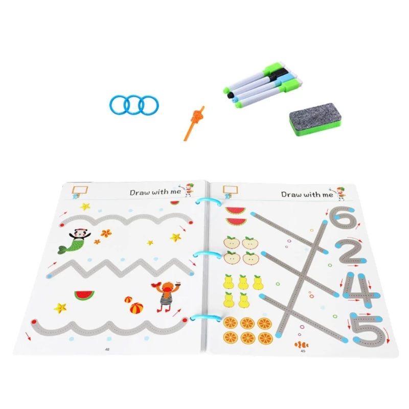 Kids Number Lines Tracing Workbook Handwriting Practice Pairing Connection