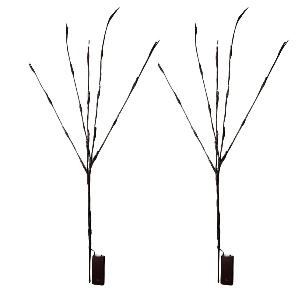 2Pack Tree Lights 20 LED Battery Powered Artificial Branch Lights Warm White Bendable Home Garden Covered Area Decor