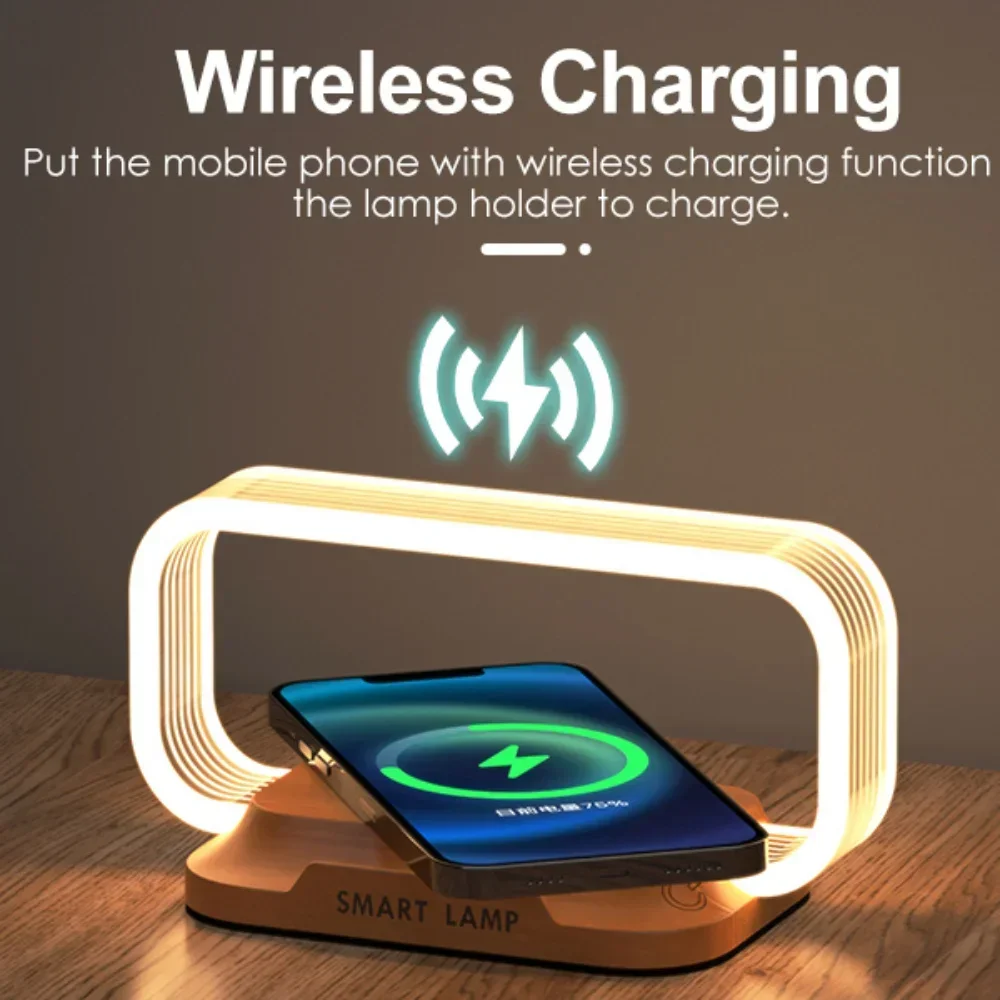 Quick Charge Wireless Charger with LED Night Lamp & Short-Circuit Protection for iPhone/Smartphone Fast Charging Station