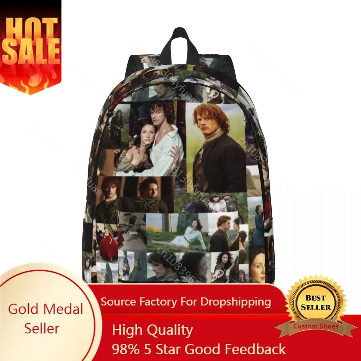 

Outlander Cast Backpack Tv Show Collage Cycling Backpacks Xmas Gift Girl Designer Pattern School Bags Casual Rucksack