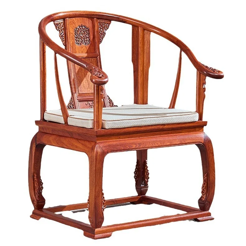 

new Chinese-style Burmese pear big fruit red sandalwood chair three-piece set Burmese flower back chair