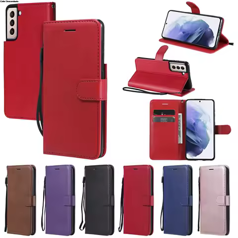 Luxury Wallet Flip Case For Samsung Galaxy S21 5G Cover Leather Solid color Magnetic funda S 21 SM G991B G991N lanyard Phone on