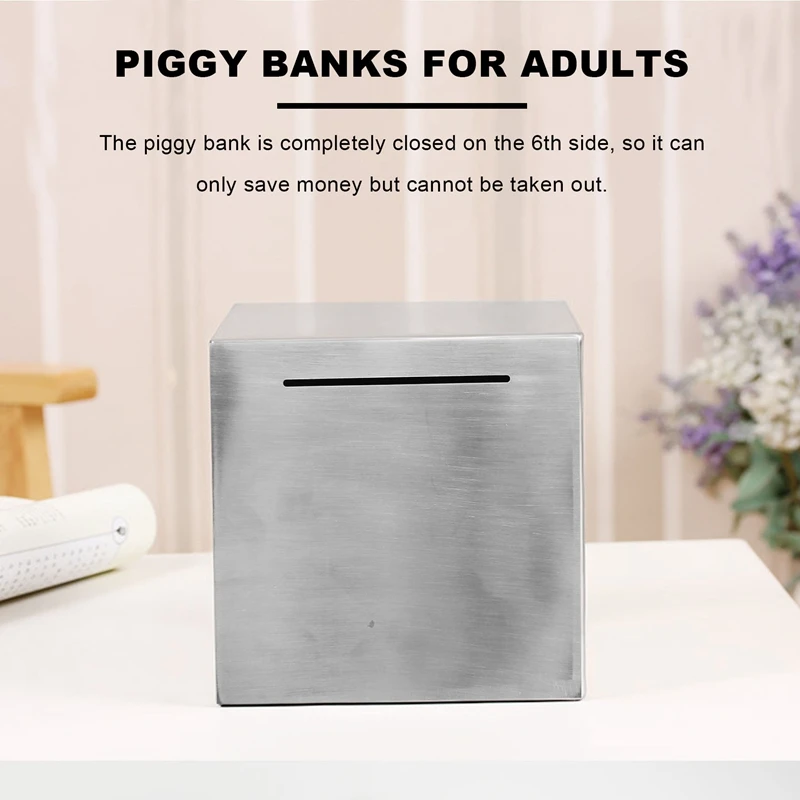 Safe Piggy Bank Made Of Stainless Steel,Safe Box Money Savings Bank For Kids,Can Only Save The Piggy Bank That Cannot Be Taken O