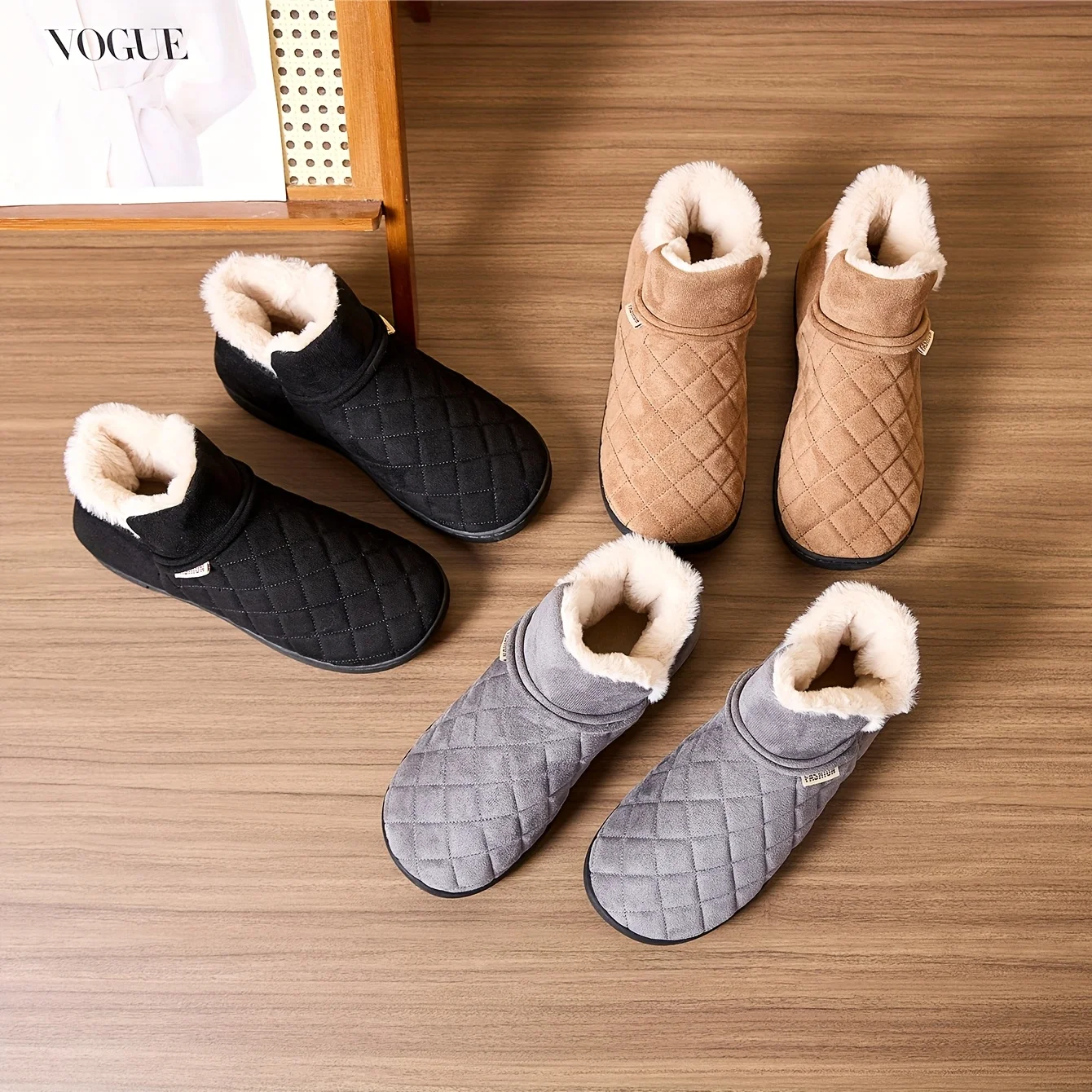 Winter Warm Plush Slippers Men Women Thick Sole Anti Slip House Shoes Back Closed Cozy Fleece Lined Indoor Outdoor Snow Slippers