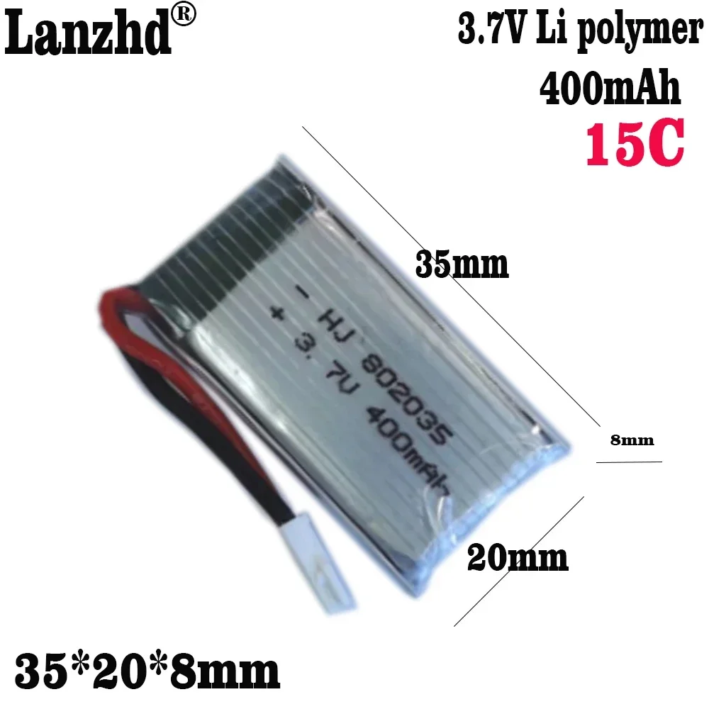 リモコン用パワーポリマー電池,車,飛行機,モデル,航空機,ドローン用のリチウム電池,802035, 3.7v,15c,400mah,新品