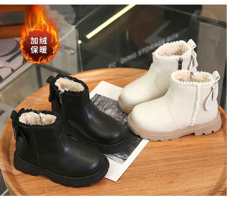 Winter Baby Kids Short Boots Warm Plush Boys Girls Shoes Pu Leather Children Snow Boots Fashion Toddler Boots Kids Cotton Shoes