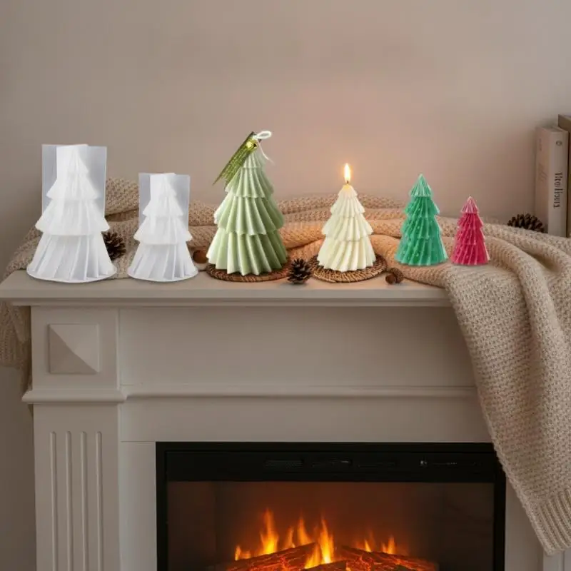 1 Stück Weihnachtsbaum-Kerzenform aus Silikon, DIY Weihnachtskerzen-Bastelset, Handgemachte Seife, Gips, Harz, Backzubehör, Weihnachtsgeschenk – Detail 3