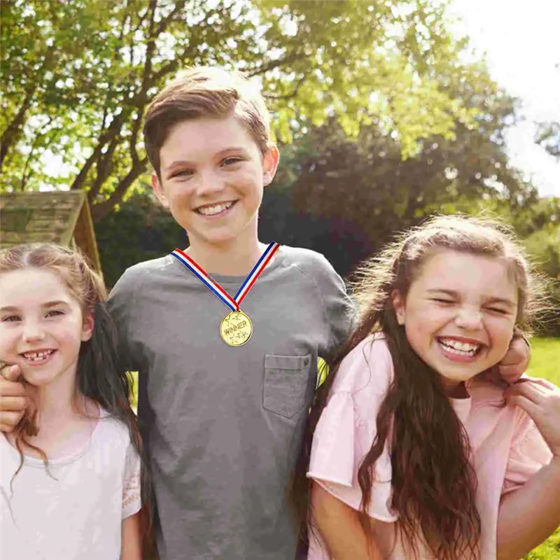 

AEB0-100 Pcs Children's Medal Football Games Medals Party Supplies Metal Sports Day Kids Golden Award For Basketball Soccer