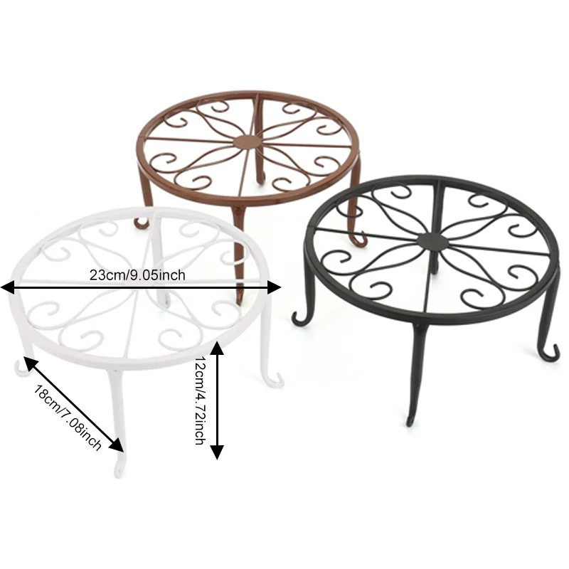 Metal Flower Pot Stand, 9.05 Inch Heavy Duty Rust-Proof Iron Round Flower Pot Stand, Indoor Outdoor Plant Stand for Patio Garden