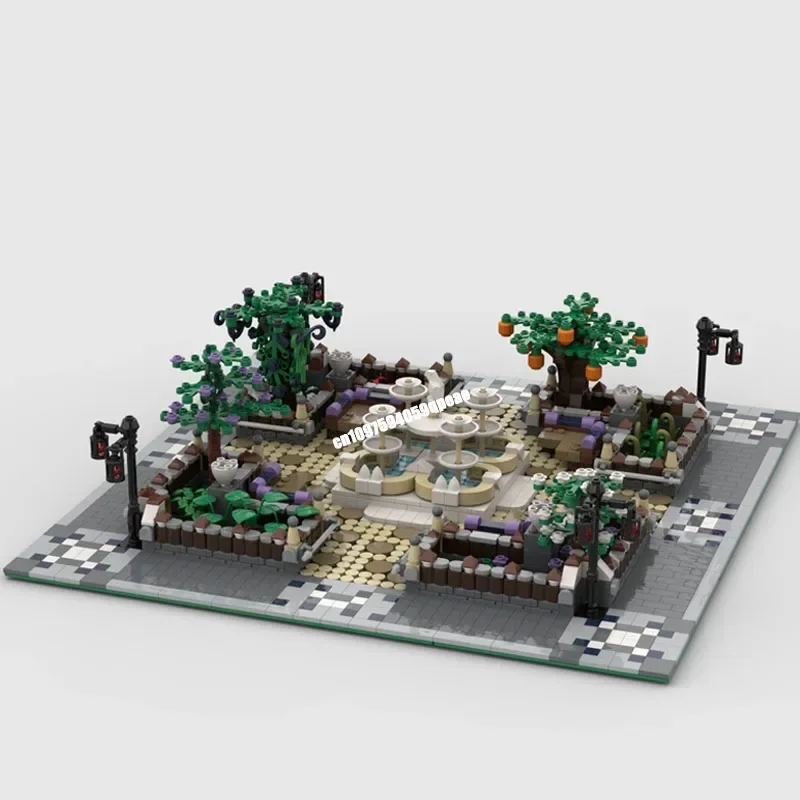 New 2130PCS City Street View Moc Modular Park with Fountain Model Custom Puzzle Diy Creative Ideas Kids Toys Birthday Gifts
