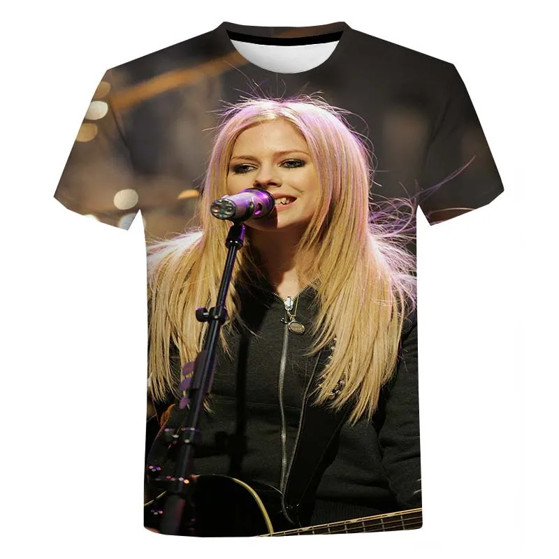 Summer New Singer Avril Lavigne 3D Printed T Shirt Men Women Harajuku Street Shoot Oversized T Shirt Fashion Casual Tops