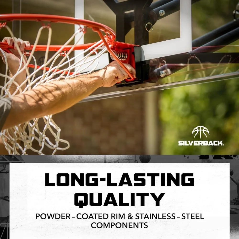 حافة كرة سلة قياسية قابلة للفصل مع شبكة نايلون للأطواق المحمولة والداخلية - آمنة ومتينة