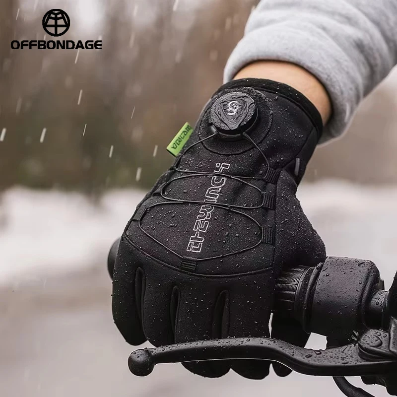 OFFBONDAG Winter Warm Gloves Men Women Extended Thickened Windproof Waterproof Sports Touchscreen MTB Skiing Cycling Gloves