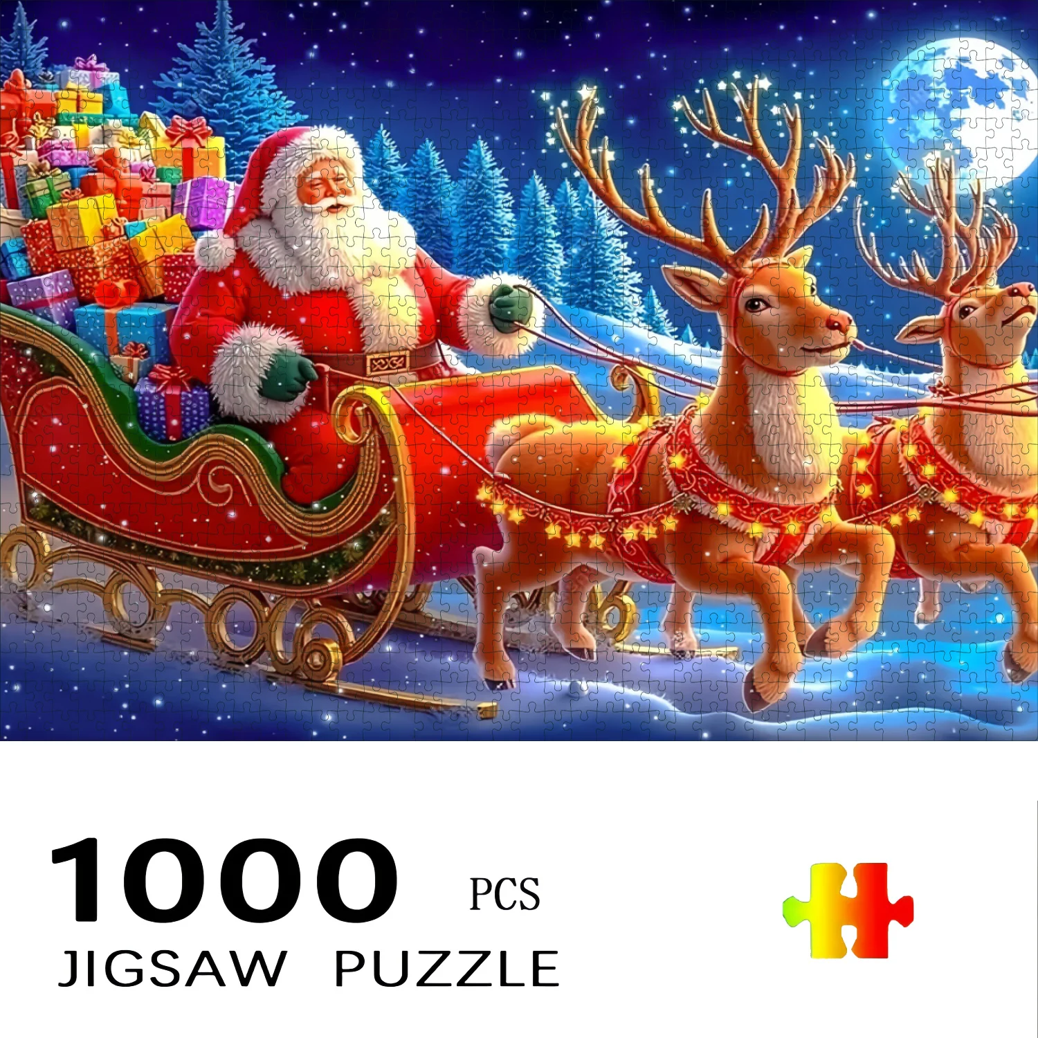 مجموعة مكونة من 1000 قطعة من ألغاز الكبار في الصندوق، تصميم موضوع سانتا كلوز. لغز ورقي عالي الصعوبة - ورق عالي الجودة، فن DIY ديسمبر #1