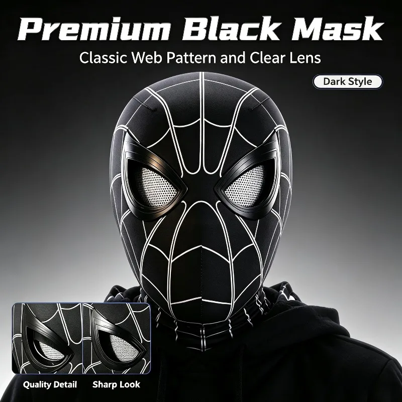 In Stock Miles Spider-Man 1:1 Scale Electronic Mask With Moving Glowing Eyes Ring Control Cosplay Toy Gift For Boys Gift view 2