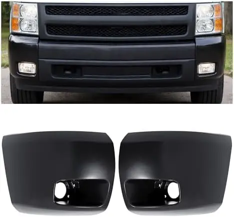 

ECOTRIC Front Bumper End Cap for 2007-2013 Chevy Silverado 1500 - Fog Light Hole, Compatible with GM1005147, GM1004147