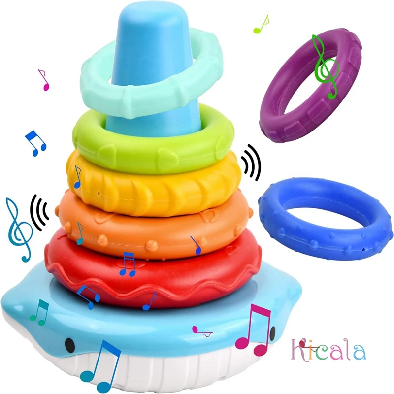 Montessori Stacking Toys for Toddlers 1-3 Colorful Rainbow Stacking Ring Sensory Toys with Sounds for 6-12 Months Birthday Gifts