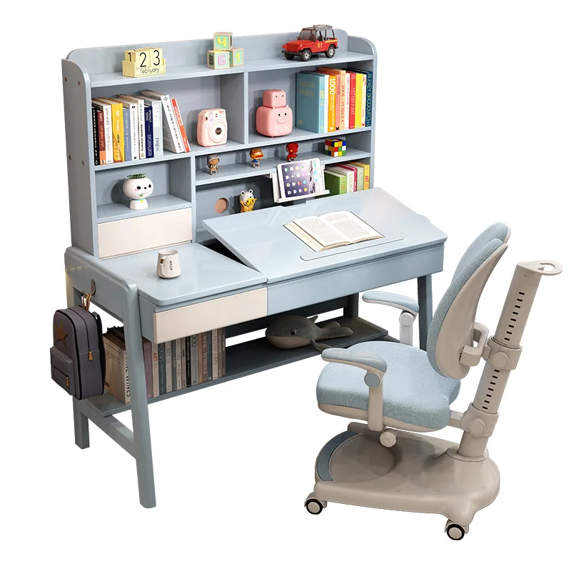 Solid wood children's Xi table home primary school writing chair set bedroom