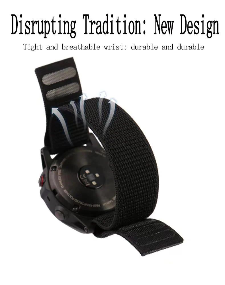 26mm 22mm 20mm cinturino in nylon con gancio e anello per cinturino Garmin Fenix 5 6 7X Pro 7X Plus/TACTIX DELTA/MK2i/Forerunner 945 cinturino