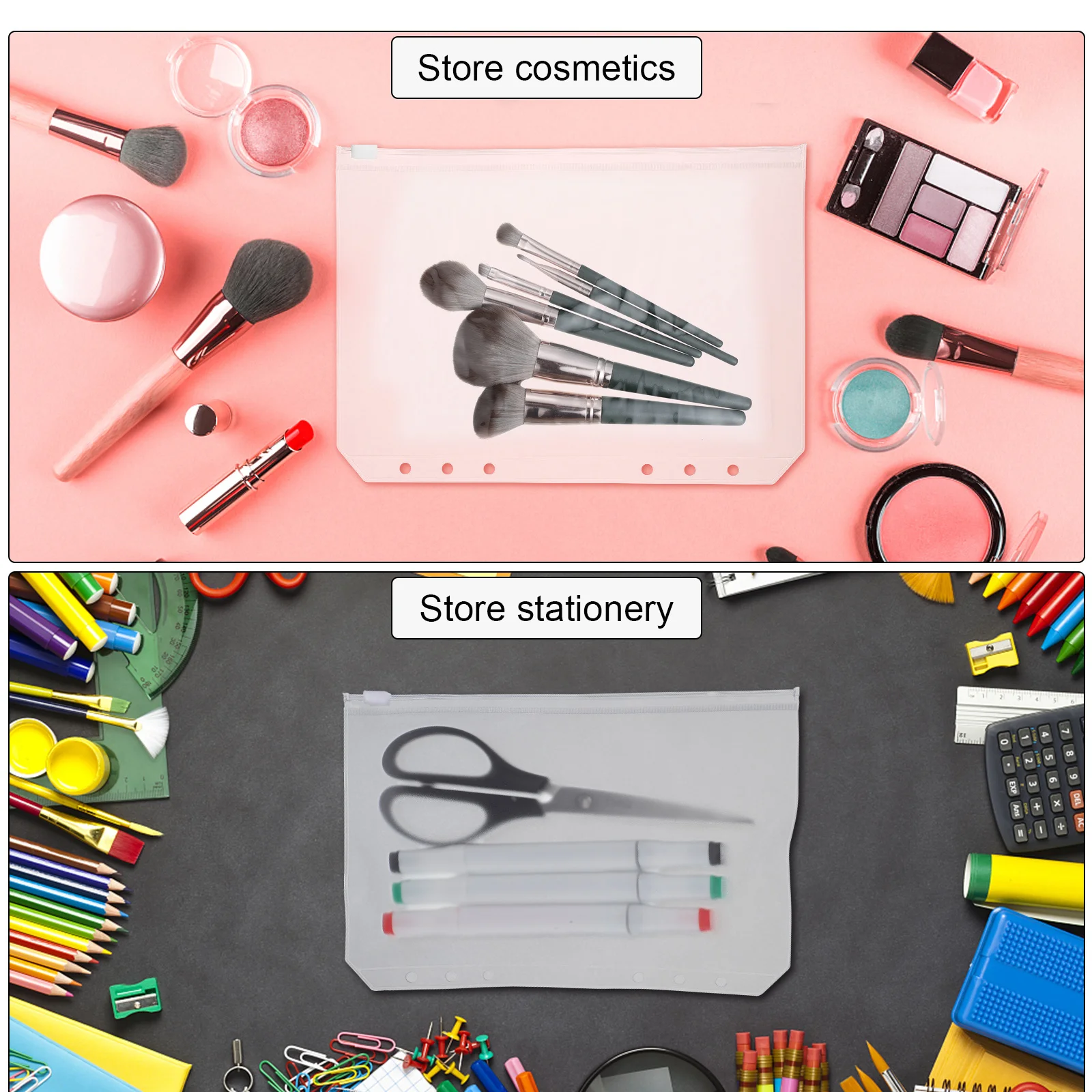 

12 Pcs Documents Bag Stationery PE Binder Pocket with Sticky Labels Binders Pockets
