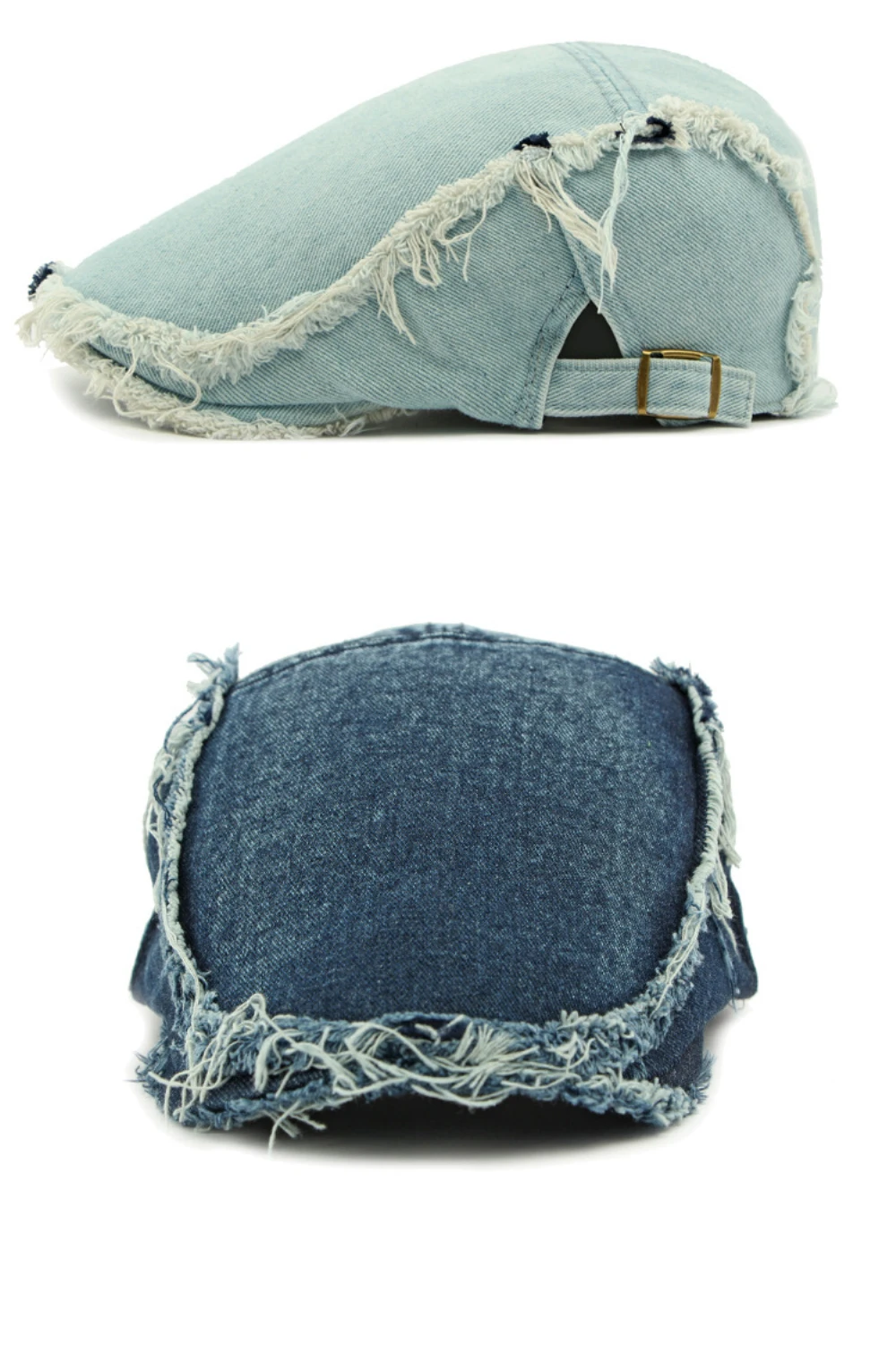 HT4792 Baskenmützen für Herren und Damen, Vintage Künstler-Mütze, Verstellbare Baumwoll-Ivy-Caps, Shabby Denim Baskenmütze – Detail 7