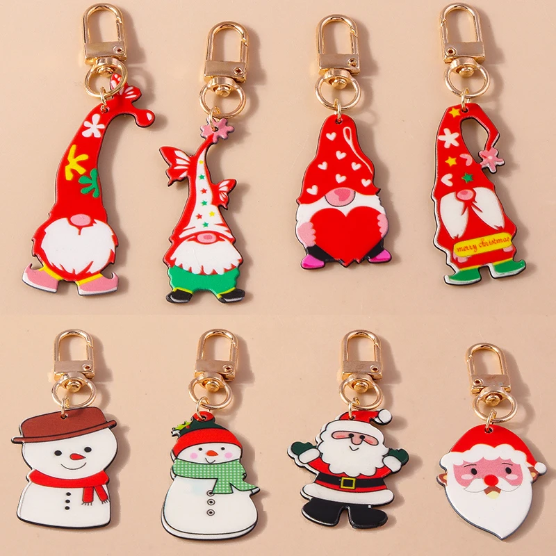 

Cartoon Resin Santa Claus Keychain Christmas Snowman Keyring Pendants for Car Key Bag Decor Handmade X'mas Gifts Accessories