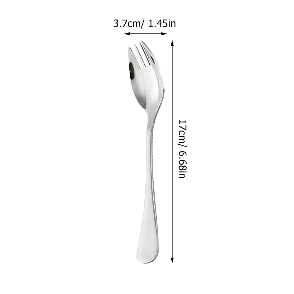 

6pcs Stainless Steel Sporks Camping Fork Spoon Multifunction Travel Eating Salad Instant Noodle Outdoor Picnic Household Use
