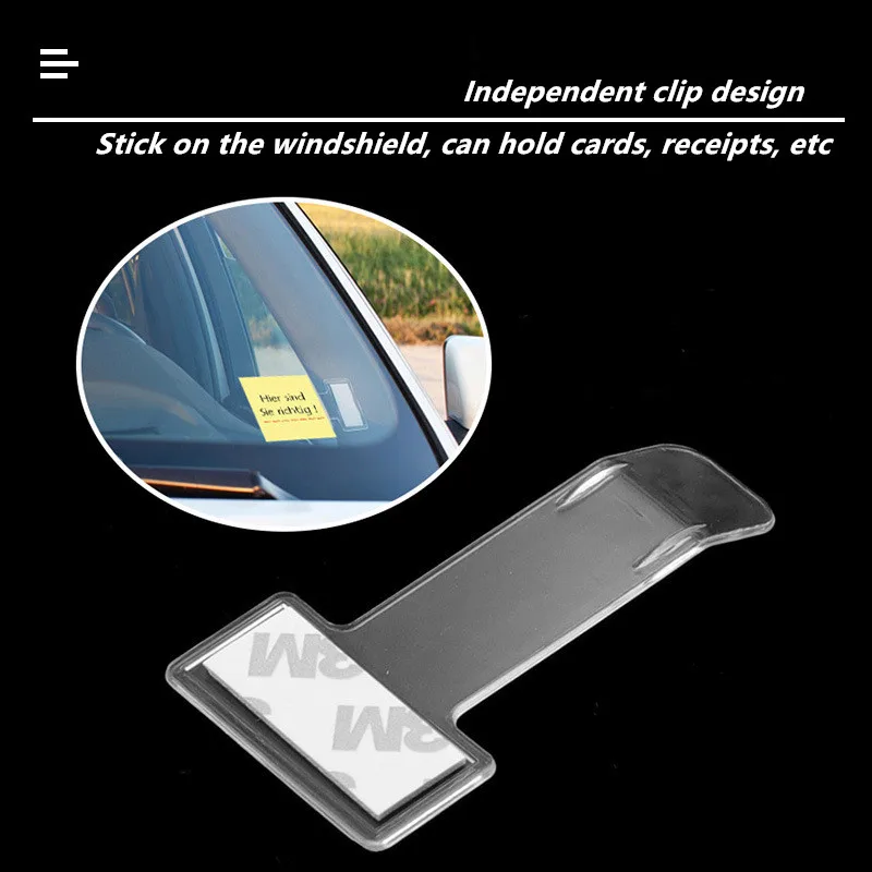 Car Transparent Parking Ticket Receipt Permit Card Holder Clip Sticker Windscreen Plastic Universal Clip Car Styling Accessories