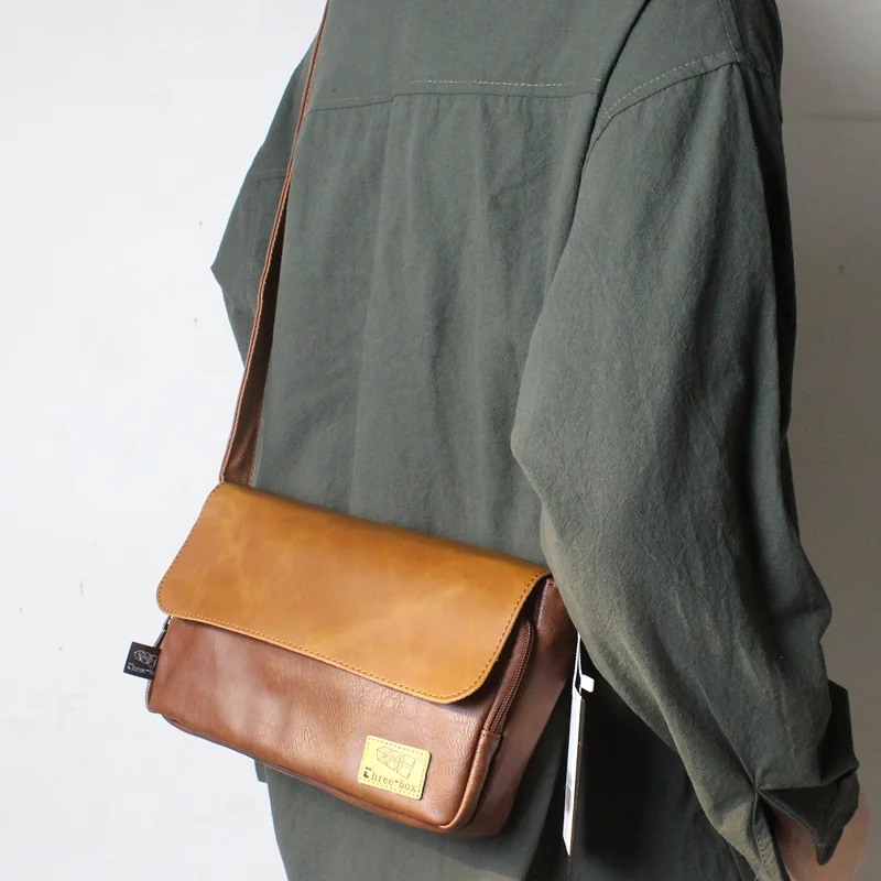 Casual Korean Style Men's Crossbody Bag Fashionable Single Shoulder Bag Vintage Japanese Style Student Bag for Young People