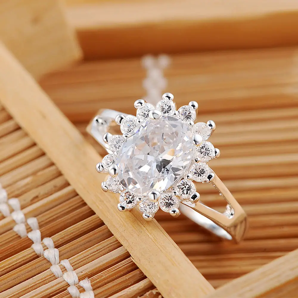 Elegant Women's 925 Sterling Silver & Zircon Ring Stylish, Classic Jewelry Accessories For Party Weddings And Romantic Gifts