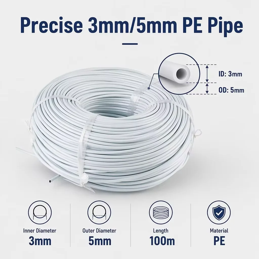 New Virgin Material White PE Irrigation Tubing Anti UV Anti Moss Flexible Agricultural Drip Irrigation 1/8in Garden Home