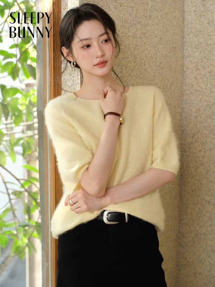 

Women Wool Crew Neck Sweater for Lady Spring Slouchy Loose Gentle Knitwear Top Casual Pullover Daily Office Outfit New Arrival