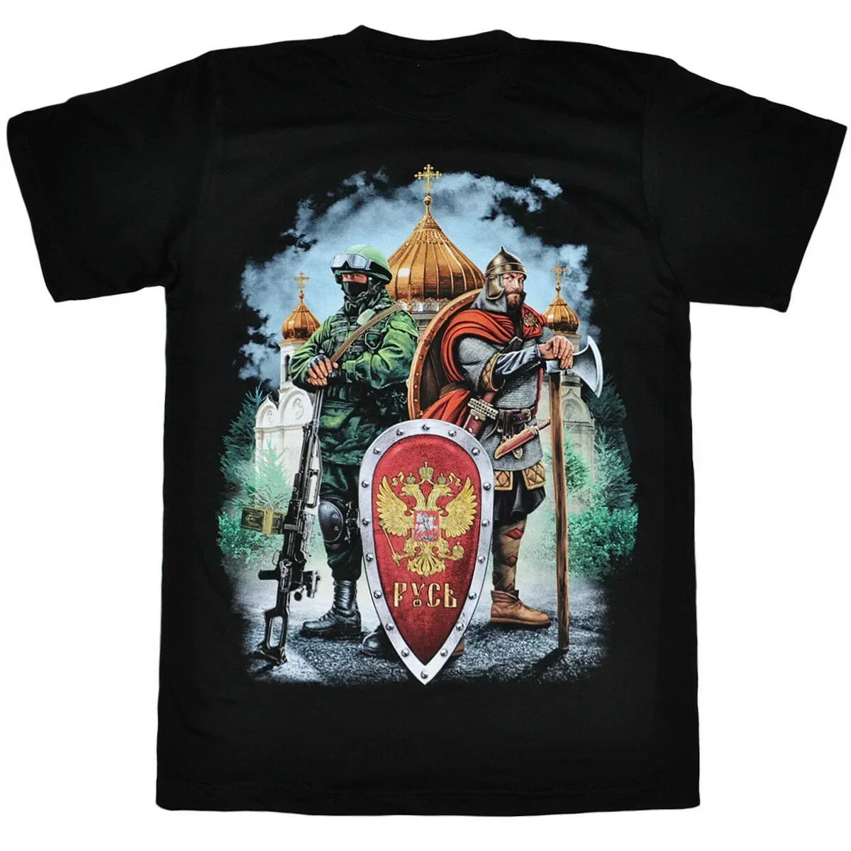 

Футболка с крутым дизайном российского спецназа Soild and Rus Warrior, Rus Shield. Летняя хлопковая мужская футболка с коротким рукавом и круглым вырезом, новая