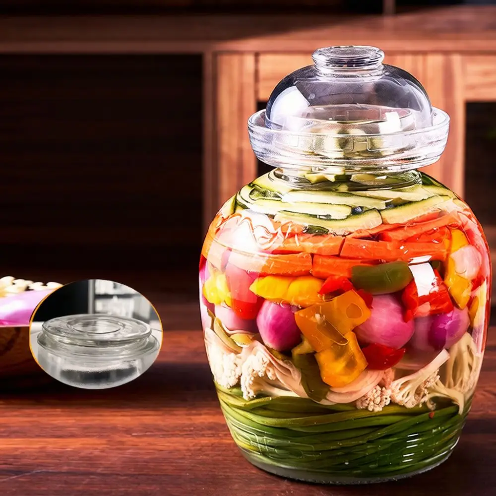 Embossed Embossed Glass Kimchi Crock Water Seal Fermentation Jar Transparent Thickened Design Kitchen Food Storage Pickling Container - Aliexpress Deal