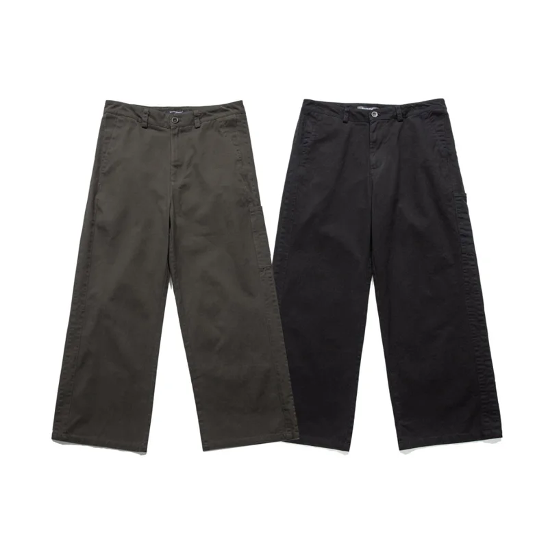 

Pure Cotton Wide Leg Baggy Pant Men Streetwear Fashion Loose Casual Cargo Pants Cityboy Techwear Trousers