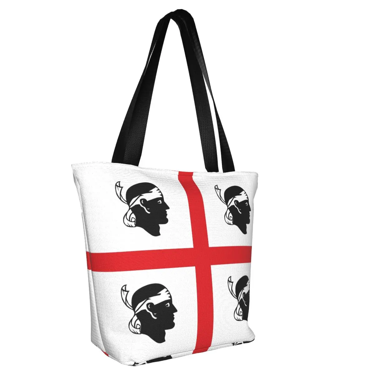 Custom Flag Of Sardinia Shopping Bag Women Shoulder Canvas Recycling Tote Bag Italy Sardegna Four Moors Grocery Shopper Bags