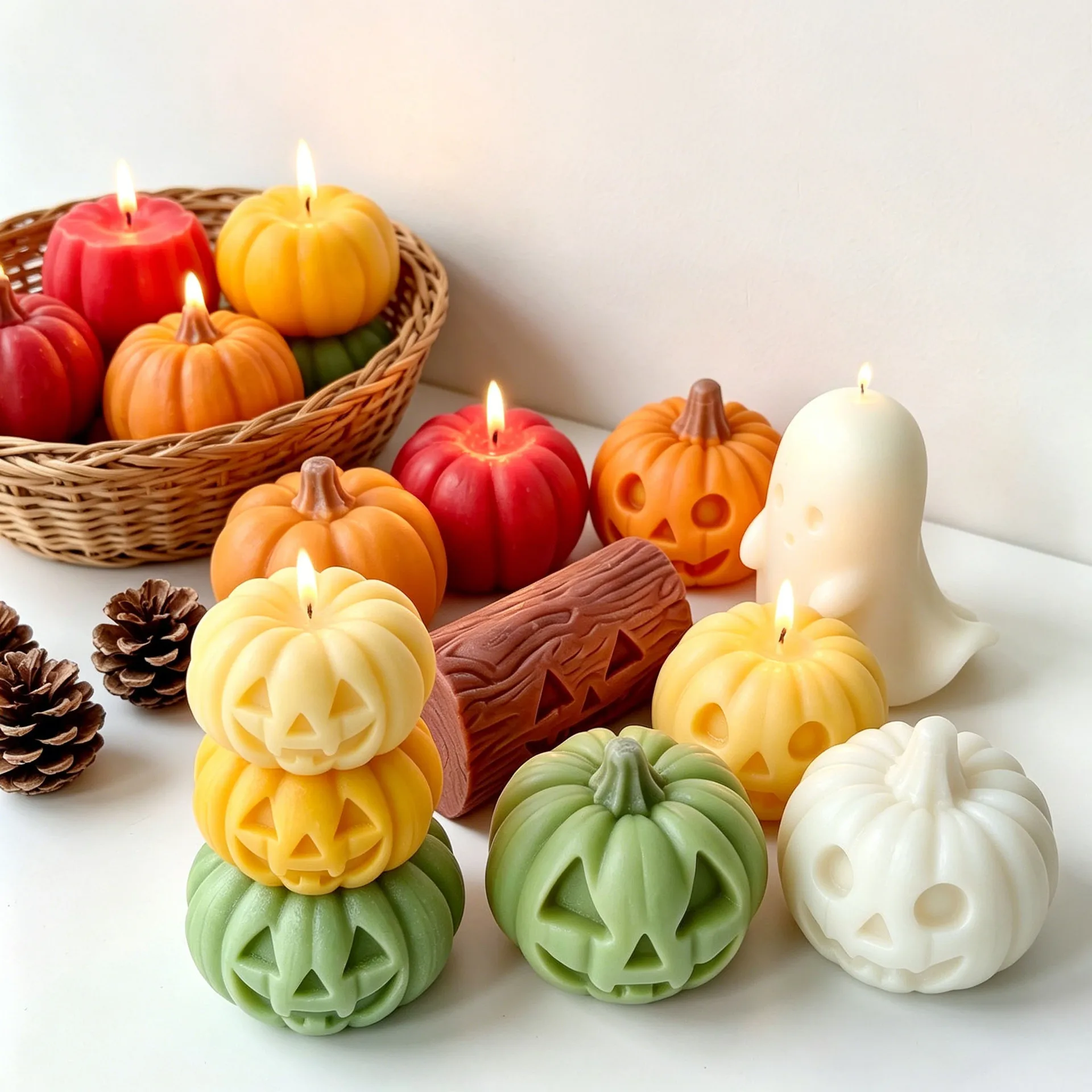Halloween Pumpkin Aroma Candle Silicone Mold Simulation Devil Pumpkin Ghost Plaster Casting Molds Candy Chocolate Baking Mould