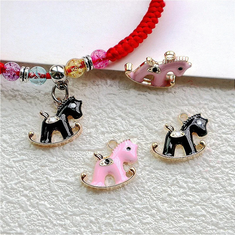 10PCS Cartoon Carousel Alloy Enamel Pendant Fashion Shiny Charms Dangle DIY Necklace Bracelet Earring Keychain Jewelry Accessory