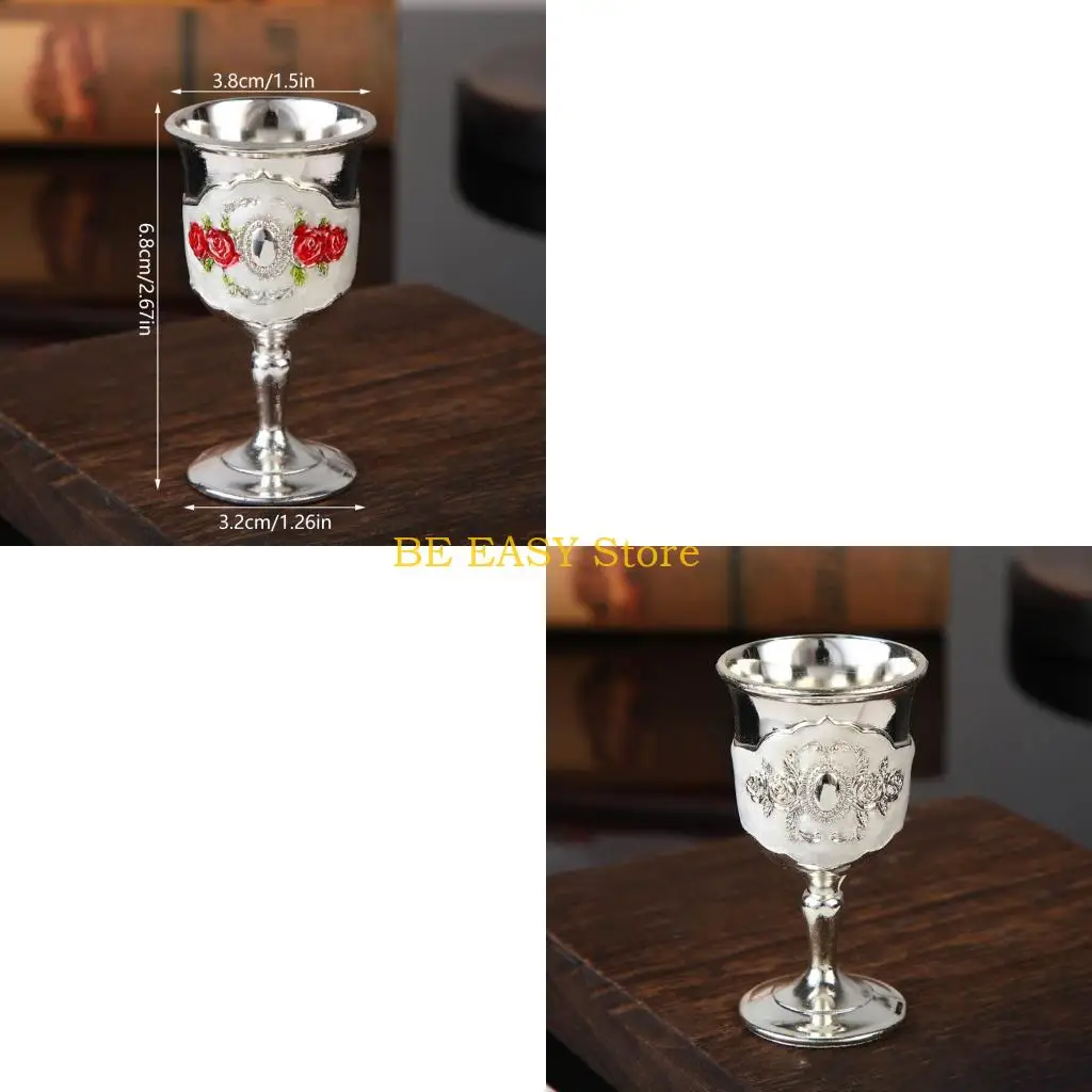 E28F Handcrafted Zinc Alloy Decorative Shot Glass Drinking Cup with Florals Carving Suitable For Restaurants And Event
