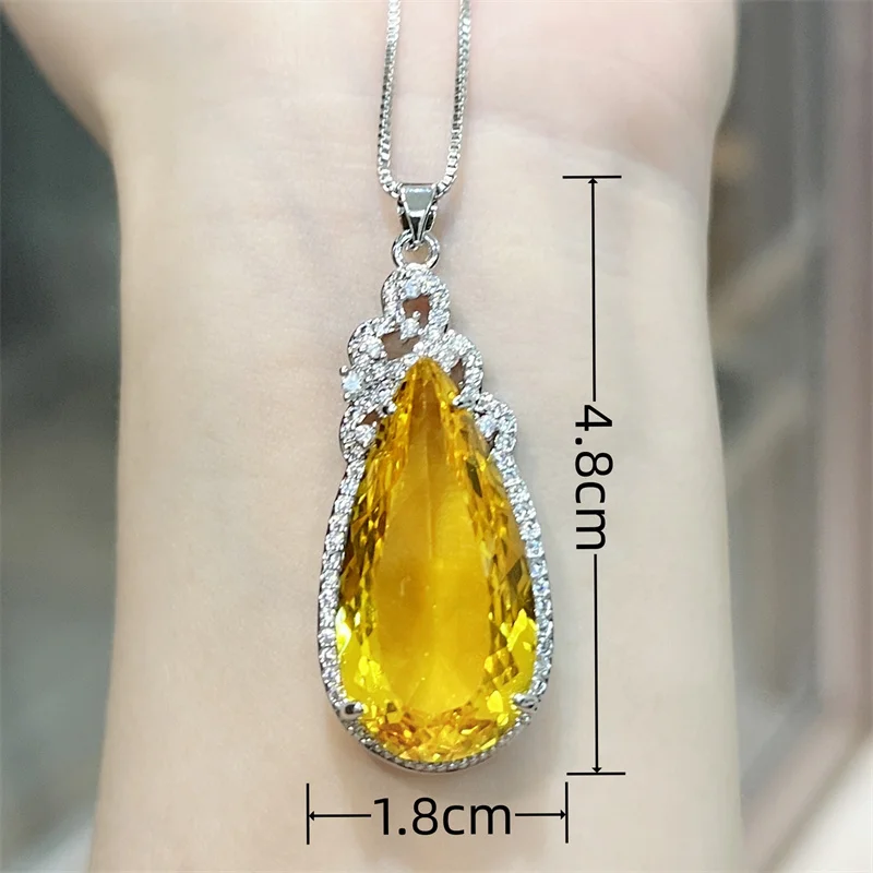 Shiny Crystal Water Drop Pendant Necklace For Lady Wedding Accessories Trendy Silver 925 Necklace Women Jewelry Full Stones