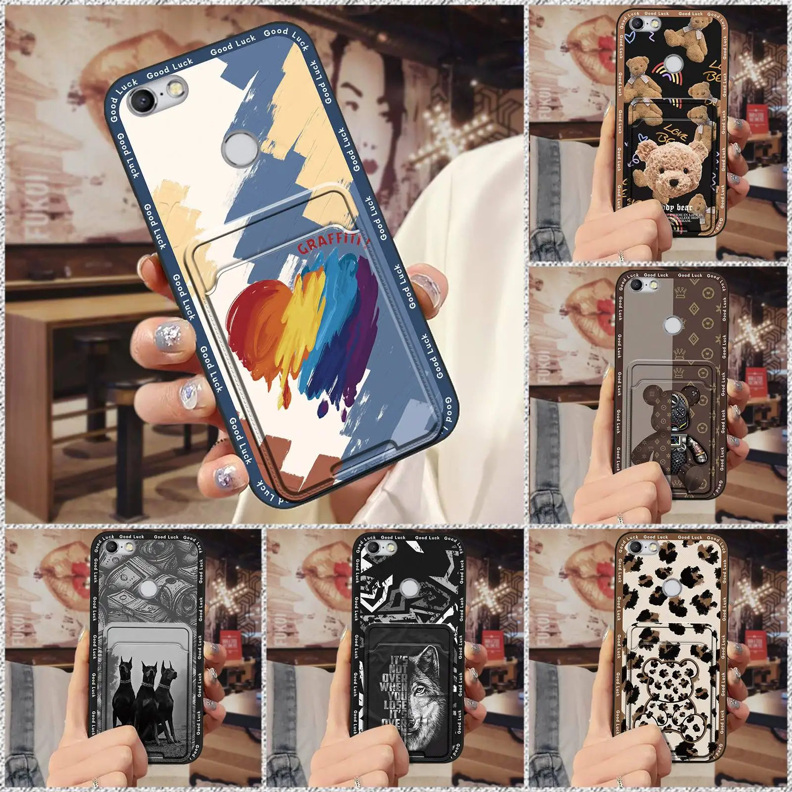 protective Graffiti Phone Case For TP-LINK C9A Shockproof Cartoon Card bag Fashion Design Anti-dust Back Cover Cute TPU