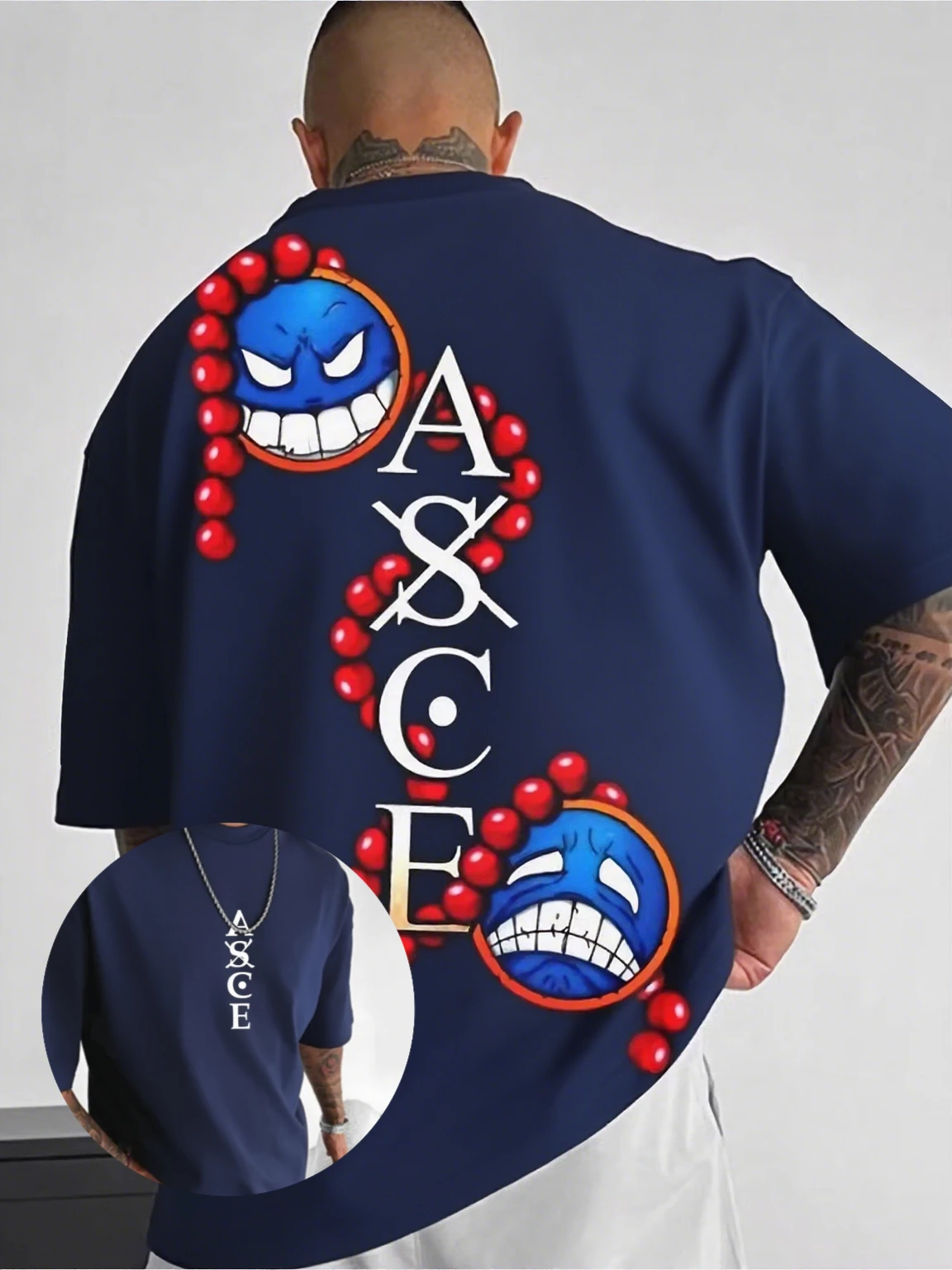 

One Piece ​​asce Men's Graphic T-shirt Streetwear Summer Cotton Short Sleeve Tee Anime Print Casual Tops New Hip Hop Fashion​​